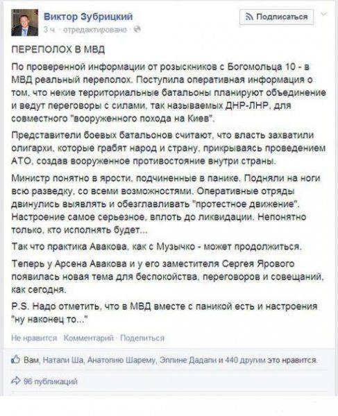 В МВД Украины паника: Ждут возвращения боевых батальонов с АТО В МВД Украины паника: Ждут возвращения боевых батальонов с АТО