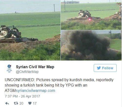 Появились кадры, как курды прямой наводкой из ПТРК подбили турецкий танк Появились кадры, как курды прямой наводкой из ПТРК подбили турецкий танк