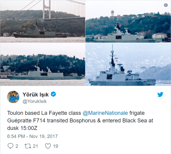 Французский «фрегат-невидимка» класса La Fayette был замечен в Черном море Французский «фрегат-невидимка» класса La Fayette был замечен в Черном море