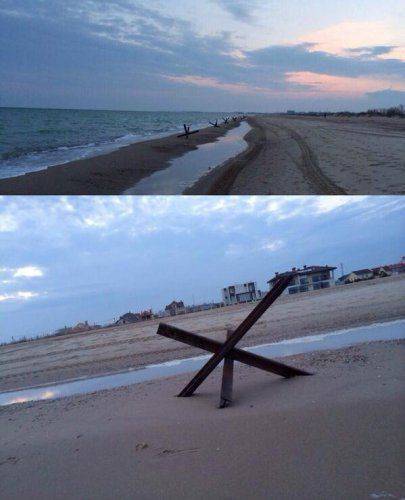 На одесских пляжах появились противотанковые ежи