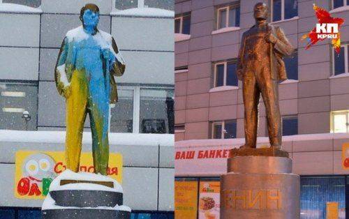 В Новосибирске задержаны вандалы, покрасившие памятники ВОВ в цвета украинского флага