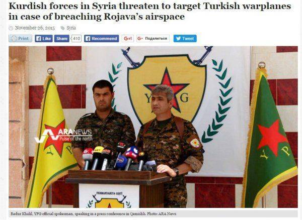 Сирийские курды предупредили, что будут сбивать турецкие самолеты на своей территории 