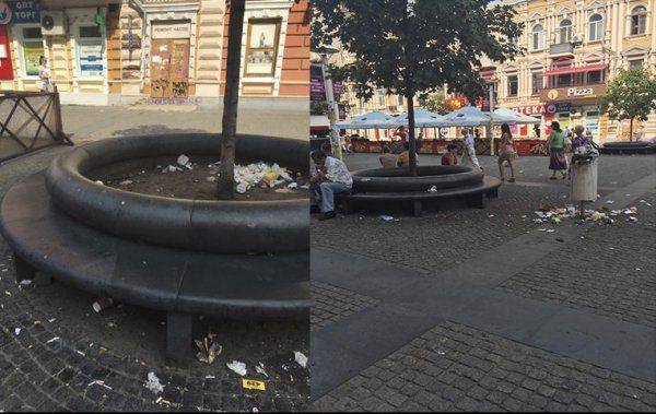 Европейская площадь «европейской» Украины утопает в мусоре