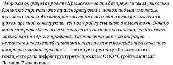 Строительство Керченского моста: началась операция установки ж/д арки