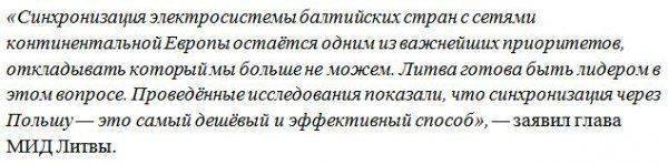 Выход из электросистемы с Россией: Литва готова стать лидером проекта «синхронизации» стран Балтии с ЕС