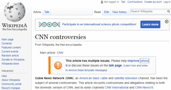 Скандал с шантажом пользователя Reddit компанией CNN замяли в Википедии