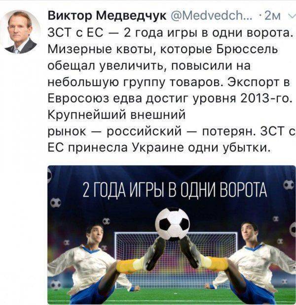 Игра в одни ворота: Медведчук рассказал о ЗСТ между Украиной и ЕС