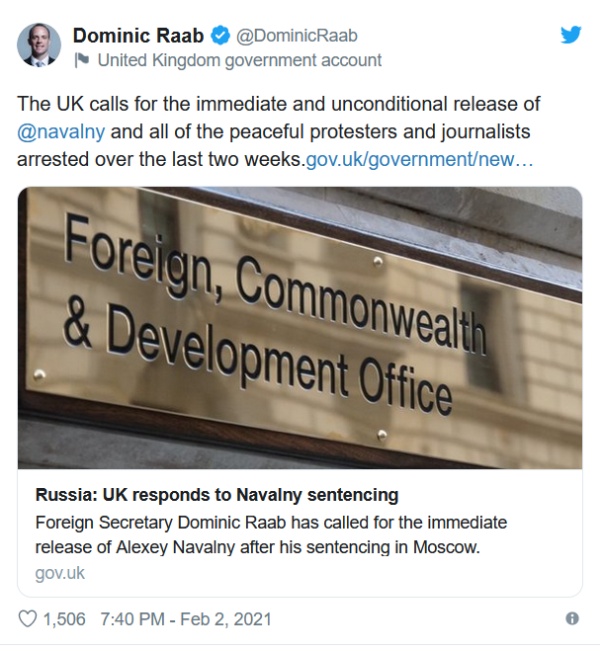 США, Британия, Германия требуют освобождения Навального
